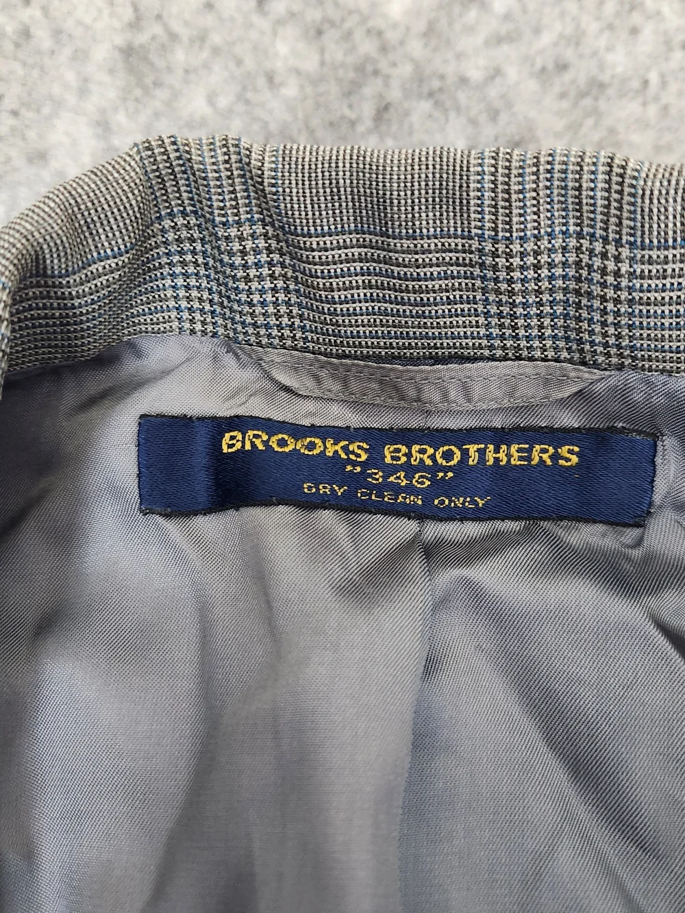 Vintage Brooks Brothers 346 Blazer Suit 44R Pants 39x28 Gray Glen Plaid Business